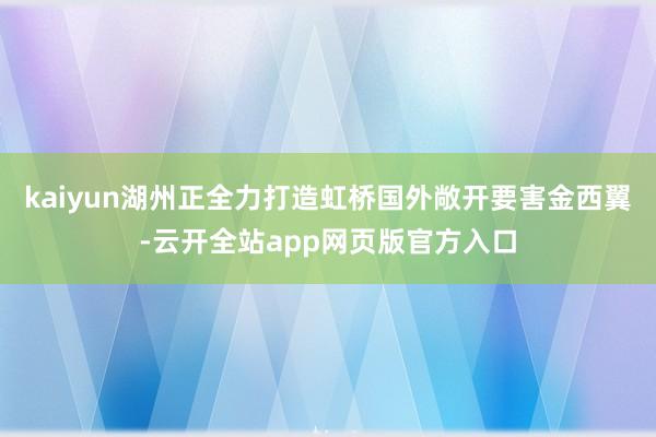 kaiyun湖州正全力打造虹桥国外敞开要害金西翼-云开全站app网页版官方入口